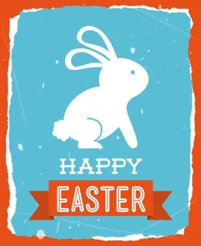 Happy easter over orange background vector illustration Stock Illustration