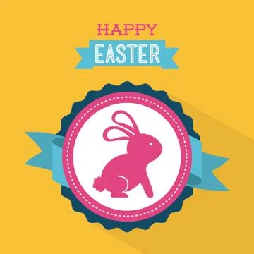 Happy easter over orange background vector illustration Ilustração Stock