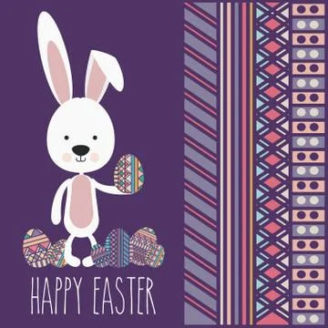 Happy easter over  purple background vector illustration Stock Illustration