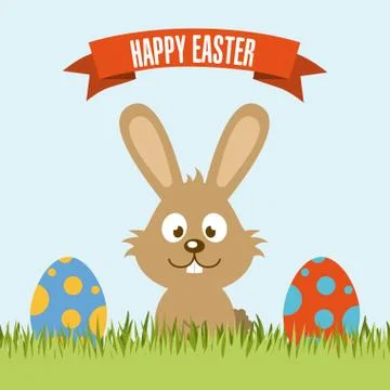 Happy easter over sky background vector illustration 스톡 일러스트