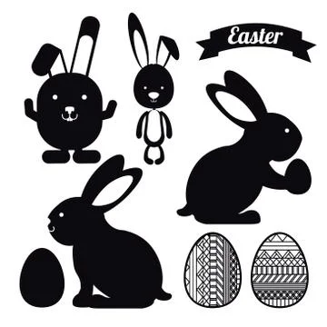 Happy easter over white  background vector illustration Ilustração Stock