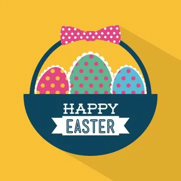Happy easter over yellow  background vector illustration Stock Illustration