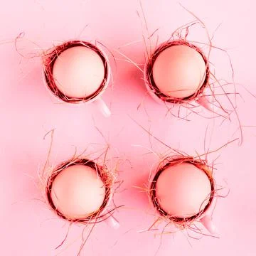 Happy easter pacific pink background. Pastel pink minimal easter background. Stock Photos