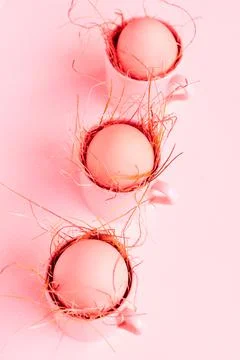 Happy easter pacific pink background. Pastel pink minimal easter background. Stock Photos