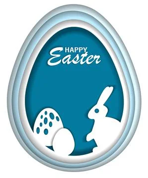 Happy easter paper cut greeting card. Vector illustration Stock Illustration