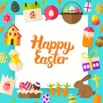 Happy Easter Paper Template Illustrazione stock