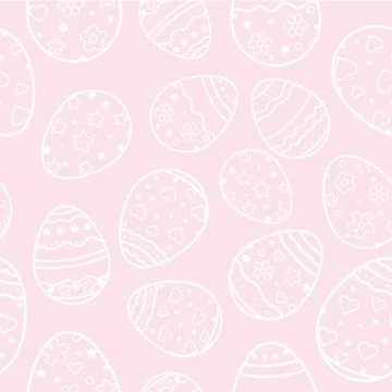 Happy easter pastel pink vector pattern background with eggs Stock Illustration