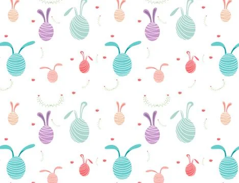 Happy easter pattern background, Cute easter pattern for kids, Vector illustr Stock Illustration