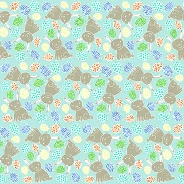 Happy Easter Pattern with Rabbits and Eggs Stock Illustration