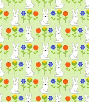 Happy Easter pattern seamless. Bunny and egg background Stock Illustration