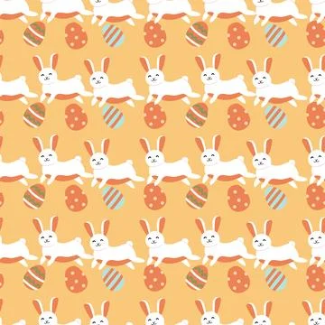 Happy easter patterns with bunnies and decorated eggs for festive designs Stock Illustration