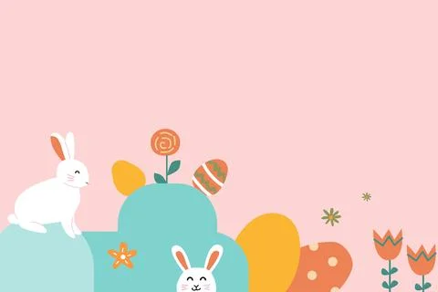 Happy easter patterns with bunnies and floral elements for festive designs Illustrazione stock