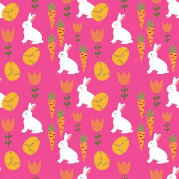 Happy easter patterns with bunnies, eggs, and carrots for festive design 스톡 일러스트