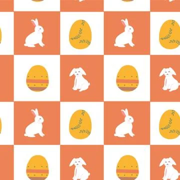 Happy easter patterns with cute bunny and decorative egg for holiday design 스톡 일러스트