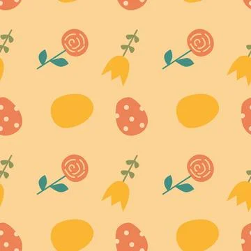 Happy easter patterns with floral and egg designs for festive decoration Stock Illustration