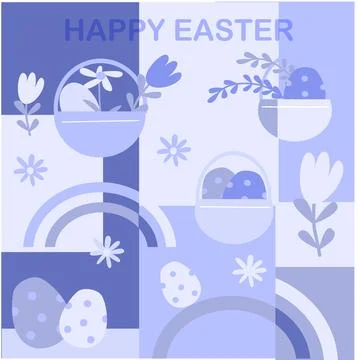 Happy easter patterns with floral motifs and decorative eggs for festive design 스톡 일러스트