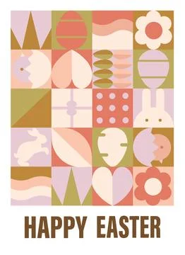 Happy Easter. Patterns. Modern geometric abstract style. Perfect for a poster 스톡 일러스트