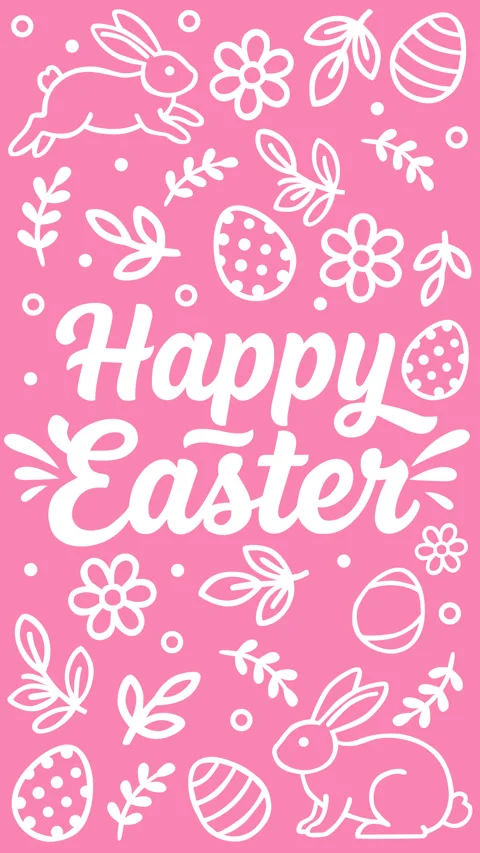 Happy Easter Pink Background with Bunny and Floral Elements Video stock 331609552