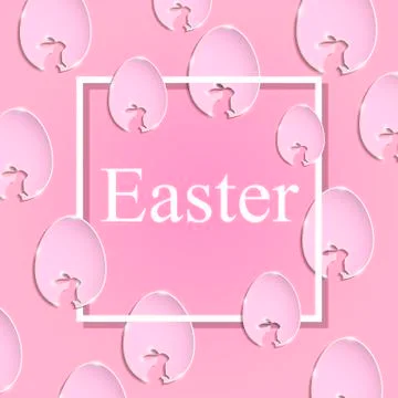 Happy Easter pink background with decorative eggs Stock Illustration