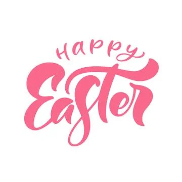 Happy Easter pink vintage vector calligraphy text. Christian hand drawn イラスト素材