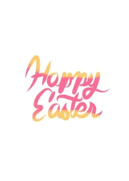 Happy Easter Pink Yellow Gradient Calligraphy Text Stock Illustration