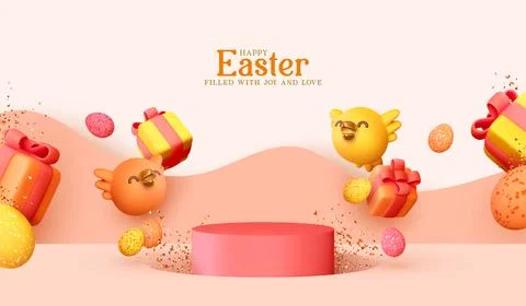 Happy Easter podium display mockup Illustrazione stock