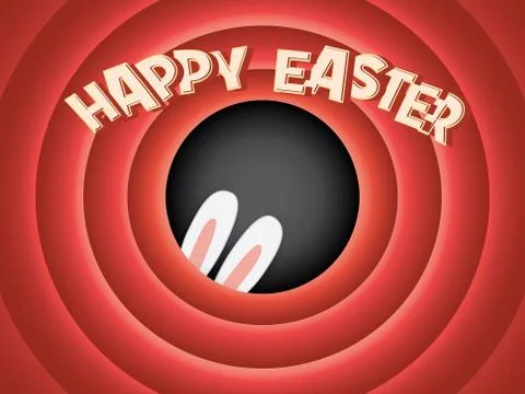 Happy Easter postcard background. Vintage retro classical movie screen. Adorable Stock Illustration