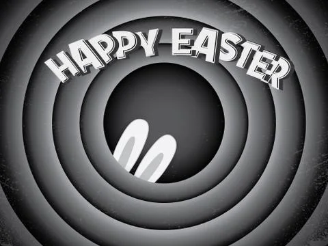 Happy Easter postcard background. Vintage retro classical movie screen. Adorable Stock Illustration
