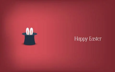 Happy Easter postcard design. Bunny ears in magician or illusionist hat. Hiding Stock Illustration