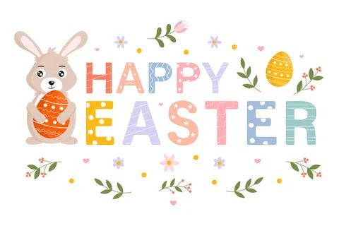 Happy Easter. Postcard design Stock Illustration