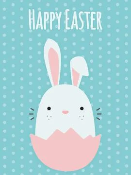 Happy Easter postcard. Easter Bunny. Vector postcard for Easter Stock Illustration