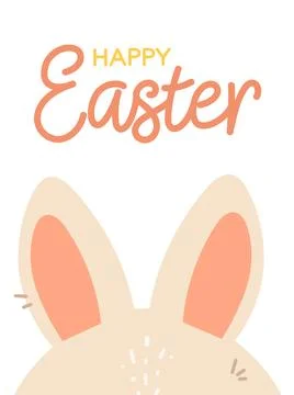 Happy Easter poster with bunny ears Stock Illustration
