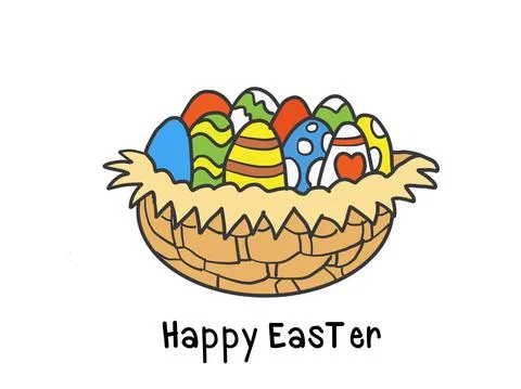 Happy Easter poster. colorful eggs. Vector illustration. Stock Illustration