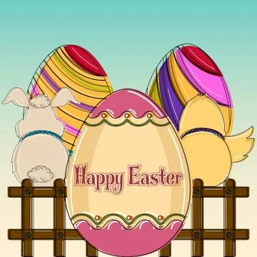 Happy easter poster Stock Illustration