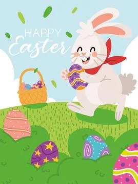 Happy easter poster Stock Illustration