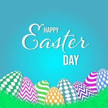 Happy easter poster, invitation card, background with eggs Stock Illustration