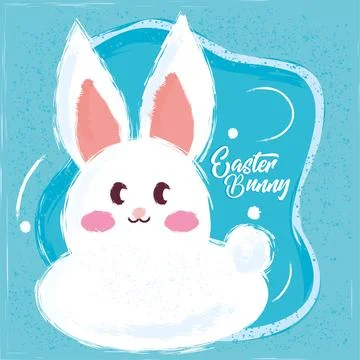 Happy easter poster with isolated easter bunny Vector Stockillustratie