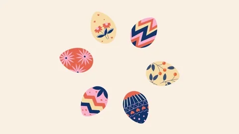 Happy Easter poster. Moving banner with colorful Easter eggs. Religious spring Stock Footage 278767016