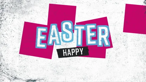 Happy Easter poster playful colors and grungy design for celebration Stock Footage 263695962
