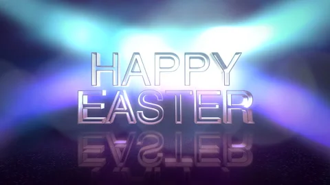 Happy Easter with purple neon light in 80s style Stock Footage 229847794