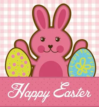 Happy easter with rabbit and egg. vector illustration Stockillustratie