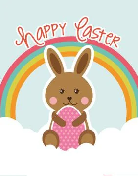 Happy easter with rabbit and egg. vector illustration Stockillustratie