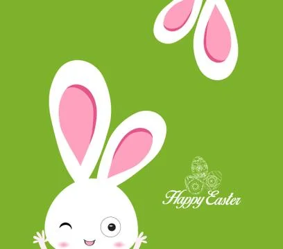 Happy easter rabbit and eggs background Stock Illustration