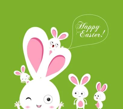 Happy easter rabbit and eggs background Stock Illustration