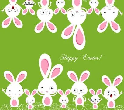 Happy easter rabbit and eggs background Stock Illustration