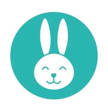 Happy easter rabbit cartoon block style icon vector design 스톡 일러스트