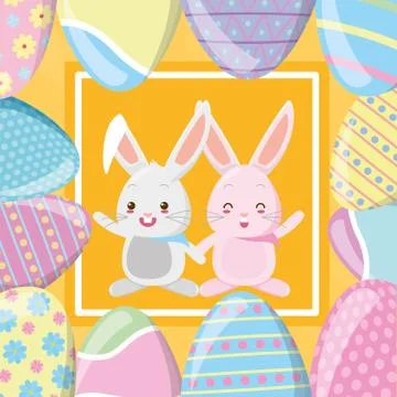 Happy easter rabbit couple Ilustração Stock
