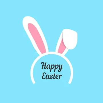 Happy easter with rabbit ears mask Stock Illustration