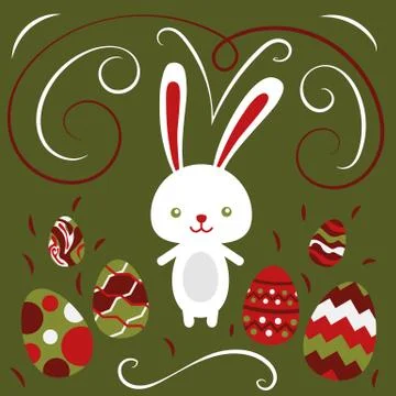 Happy easter rabbit, easter funny bunny and eggs Stock Illustration