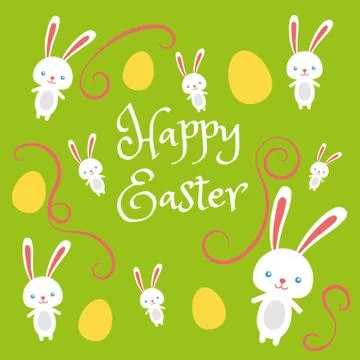 Happy easter rabbit, easter funny bunny and eggs Stock Illustration